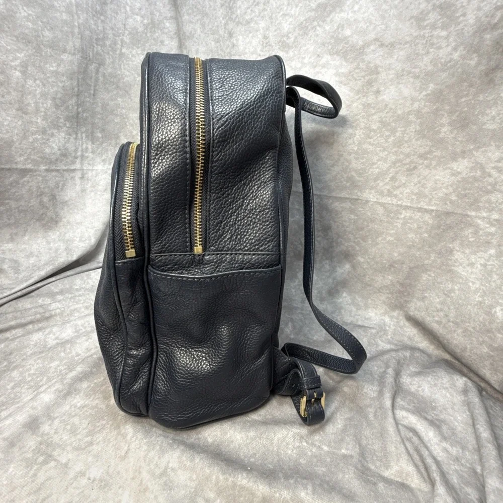 Michael Kors Zip Backpack Large Pebble Leather Navy Blue 14
